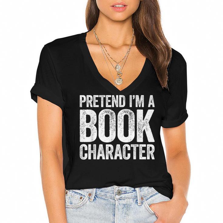 Pretend I'm A Book Character Shirt Adult Kids Costume Women's Jersey Short Sleeve Deep V-Neck Tshirt				
