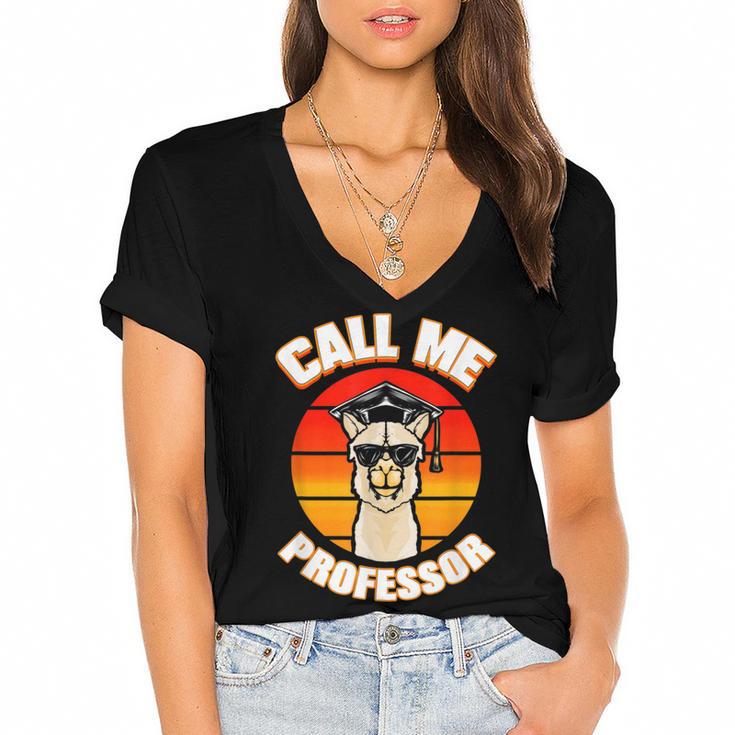 Professor Graduation For PhD Degree Doctor University Women's Jersey Short Sleeve Deep V-Neck Tshirt				