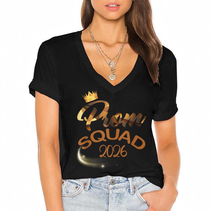 Prom Squad 2026 Cute Senior Class Of 2026 Graduation Party Women's Jersey Short Sleeve Deep V-Neck Tshirt				