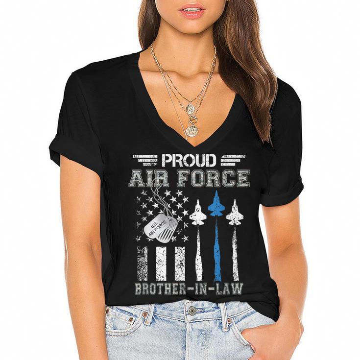 Proud Air Force Brother-In-Law US Air Force Graduation Women's Jersey Short Sleeve Deep V-Neck Tshirt				