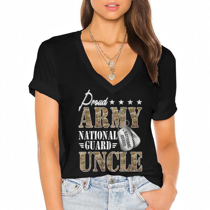 Proud Army National Guard Uncle National Guard Graduation Women's Jersey Short Sleeve Deep V-Neck Tshirt				