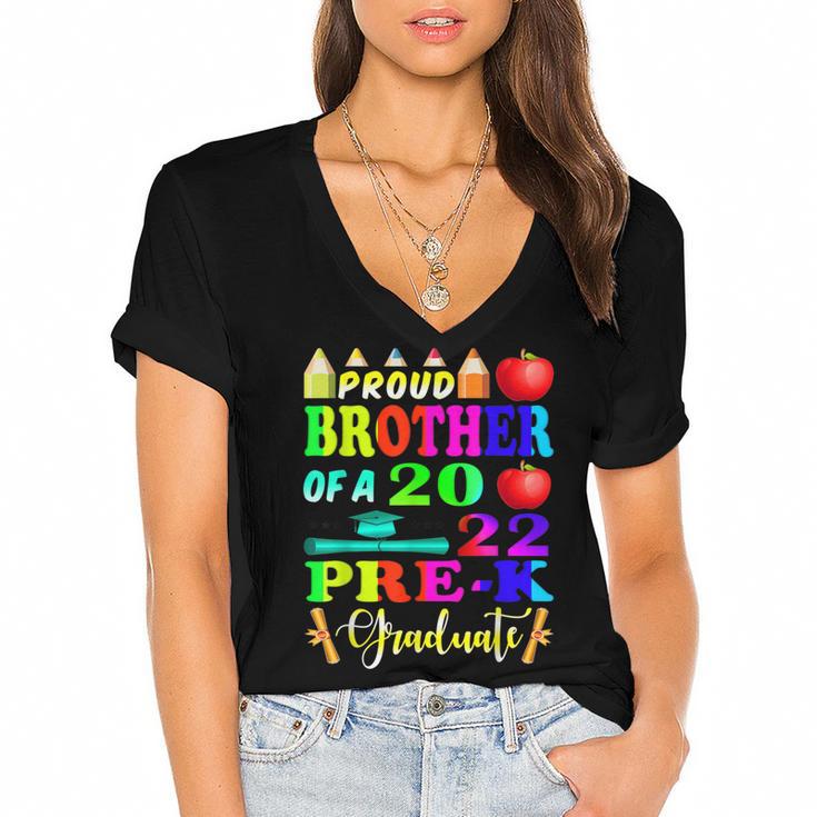 Proud Brother Of 2022 Pre K Graduate Graduation Women's Jersey Short Sleeve Deep V-Neck Tshirt				