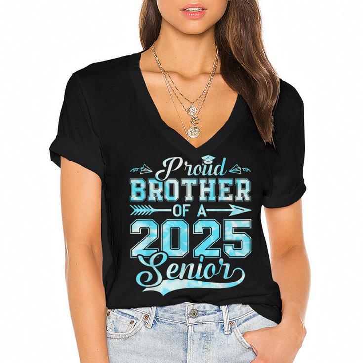 Proud Brother Of a 2025 Senior Graduate Graduation Women's Jersey Short Sleeve Deep V-Neck Tshirt				