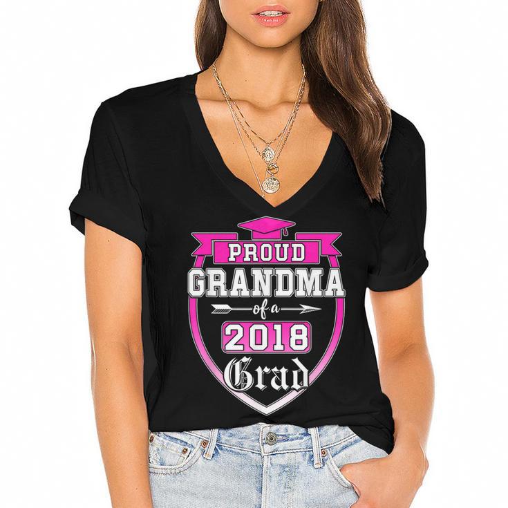 Proud Grandma Of a 2018 Grad Graduation Family Women's Jersey Short Sleeve Deep V-Neck Tshirt				