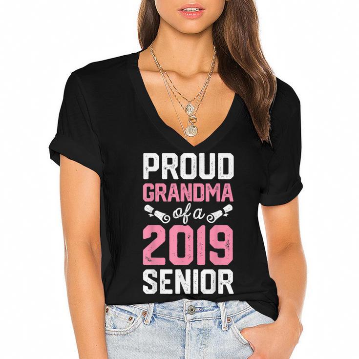 Proud Grandma Of A Class 2019 Senior T Shirt Graduation Women's Jersey Short Sleeve Deep V-Neck Tshirt				