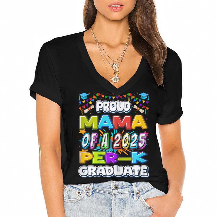 Proud MAMA Of a 2025 PRE-K Graduate -Graduation Women's Jersey Short Sleeve Deep V-Neck Tshirt				