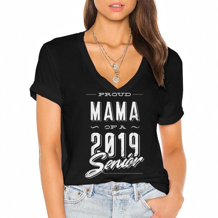Proud Mama Senior 2019 Mom Graduate Graduation Mommy T Shirt Women's Jersey Short Sleeve Deep V-Neck Tshirt				