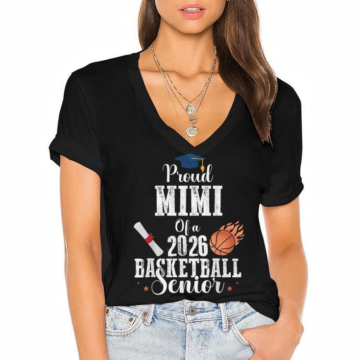 Proud MIMI Of 2026 Basketball Senior Class Graduation Women's Jersey Short Sleeve Deep V-Neck Tshirt				