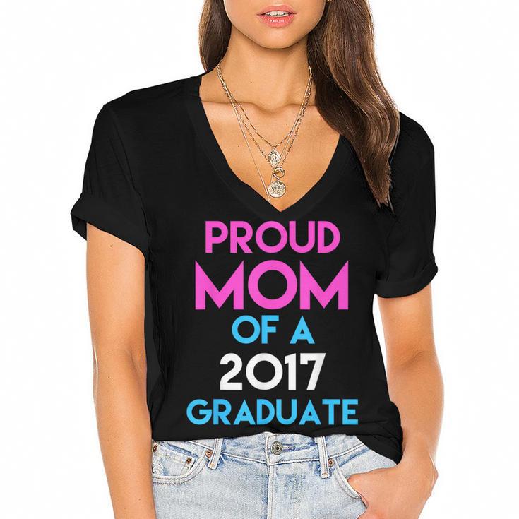 Proud Mom Of A 2017 Graduate  Graduation Tee T-Shirt Women's Jersey Short Sleeve Deep V-Neck Tshirt				