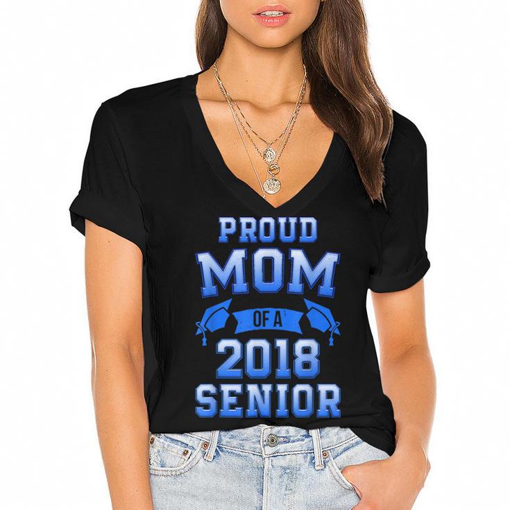 Proud Mom Of 2018 Senior Graduation T Shirt Women's Jersey Short Sleeve Deep V-Neck Tshirt				