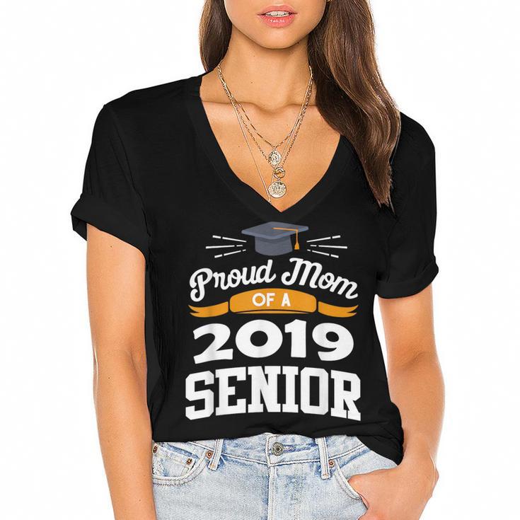 Proud Mom Of A 2019 Senior Graduation Class Outfit T-Shirt Women's Jersey Short Sleeve Deep V-Neck Tshirt				