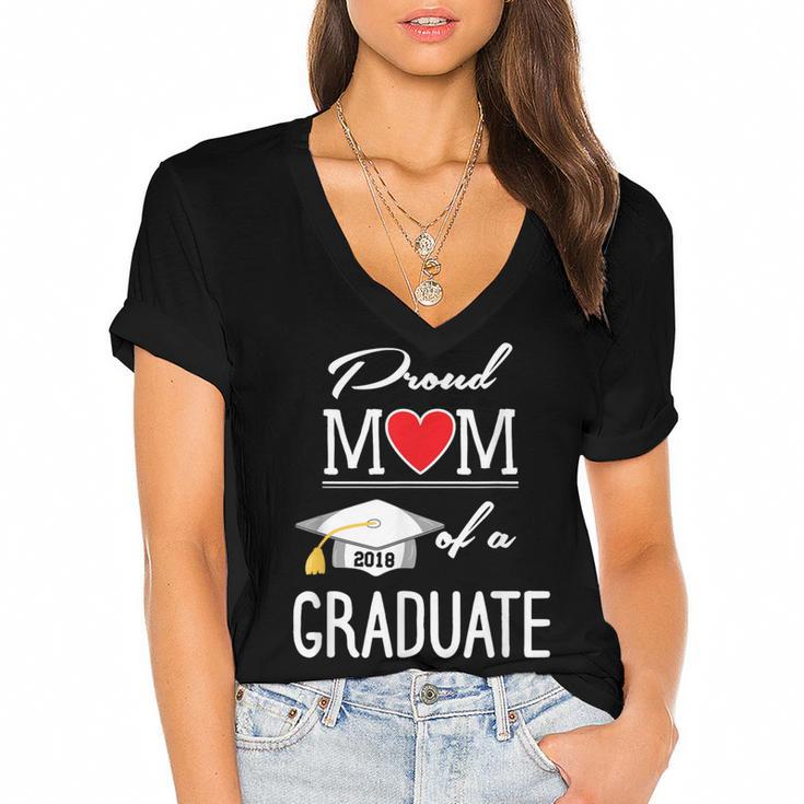 Proud Mom Of A High School Graduation Senior Mom Shirt Women's Jersey Short Sleeve Deep V-Neck Tshirt