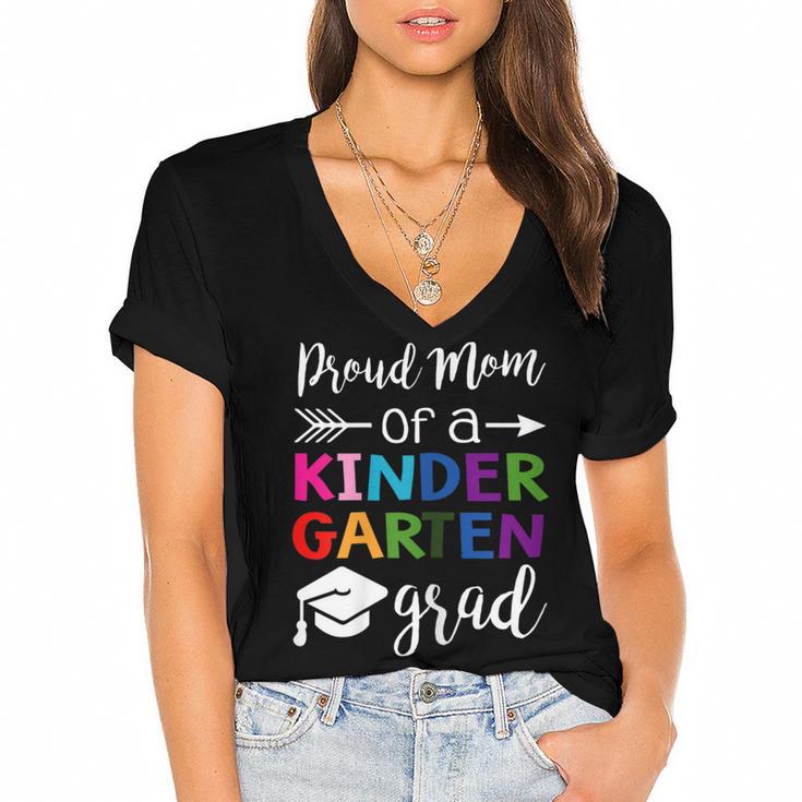 Proud Mom Of A Kindergarten Grad Shirt Graduation Women's Jersey Short Sleeve Deep V-Neck Tshirt				