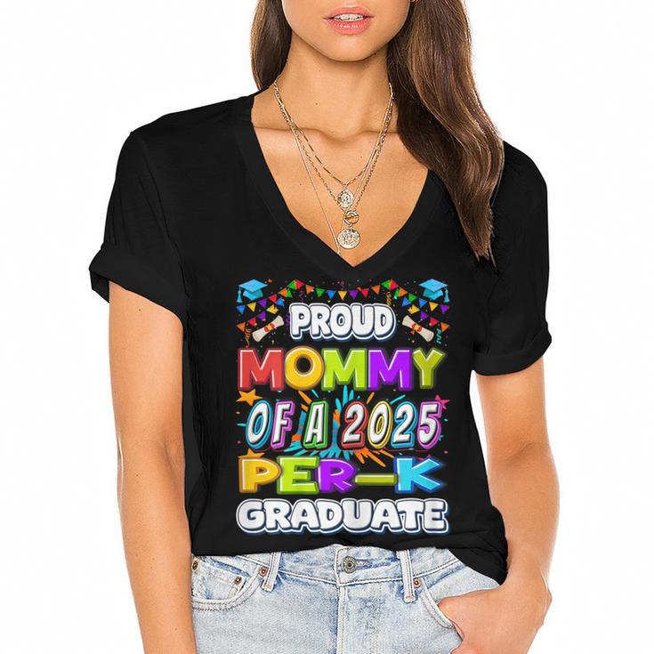 Proud MOMMY Of a 2025 PRE-K Graduate -Graduation Women's Jersey Short Sleeve Deep V-Neck Tshirt				