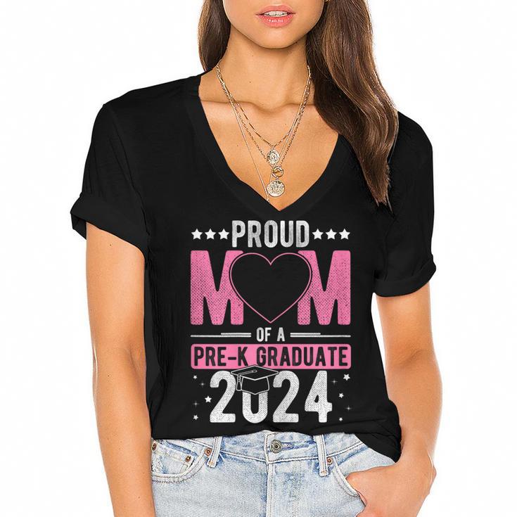 PROUD MUM OF A Pre-K GRAD 2024 Pre-K Graduation 2024 Mom Women's Jersey Short Sleeve Deep V-Neck Tshirt				