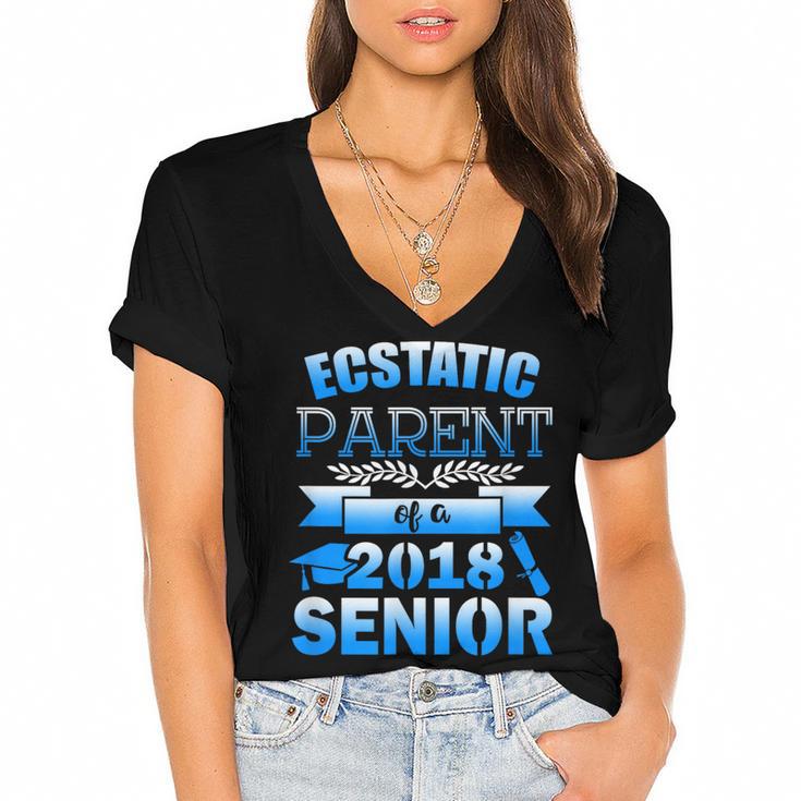 Proud Parent Of a 2018 Senior Graduation Women's Jersey Short Sleeve Deep V-Neck Tshirt				