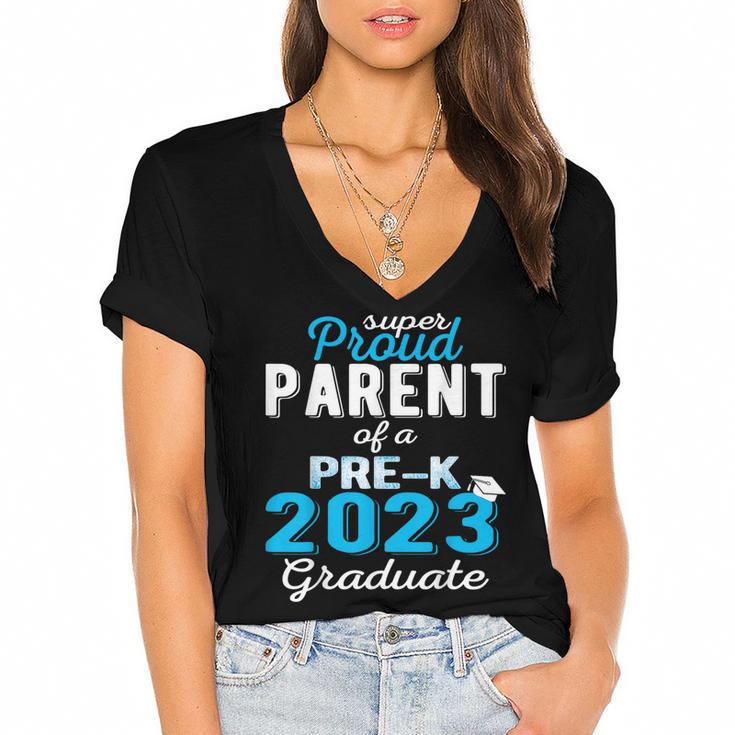 Proud Parent Of Pre K School Graduate 2023 Graduation Parent Women's Jersey Short Sleeve Deep V-Neck Tshirt				