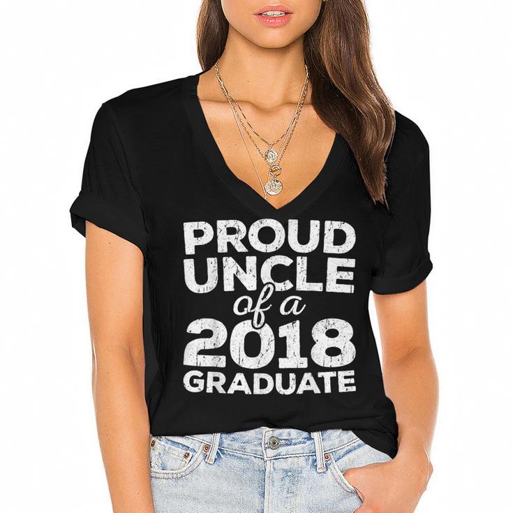 Proud Uncle Of A 2018 Graduate Graduation Women's Jersey Short Sleeve Deep V-Neck Tshirt				