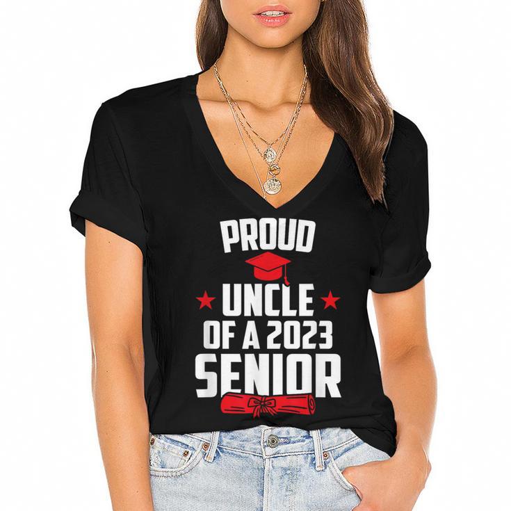 Proud Uncle Of A 2023 Senior Class Of 2023 Graduation Women's Jersey Short Sleeve Deep V-Neck Tshirt				