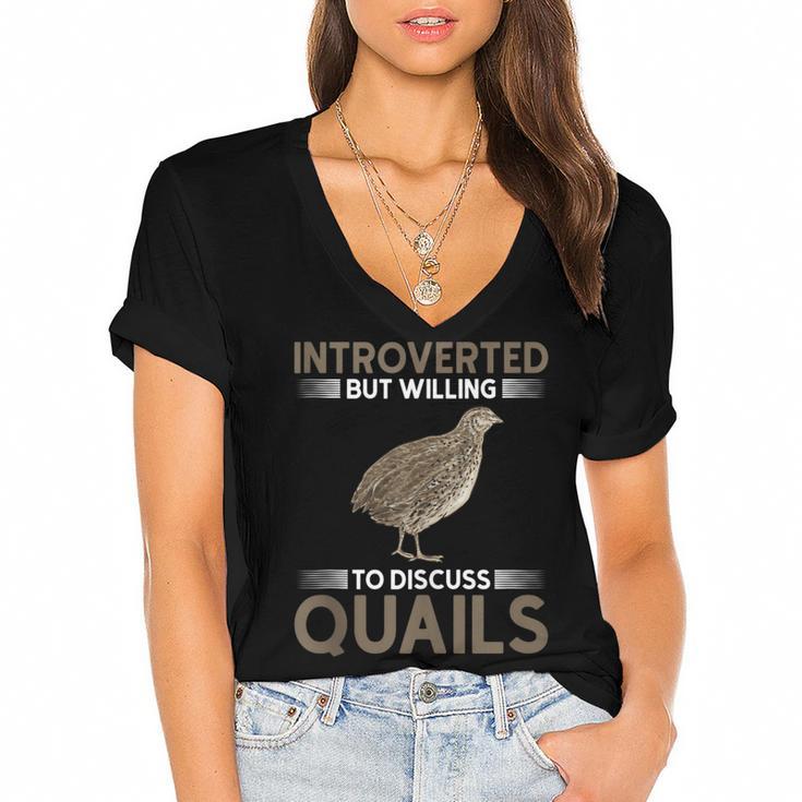 Quail Bird Lover Introvert Quail Women's Jersey Short Sleeve Deep V-Neck Tshirt
