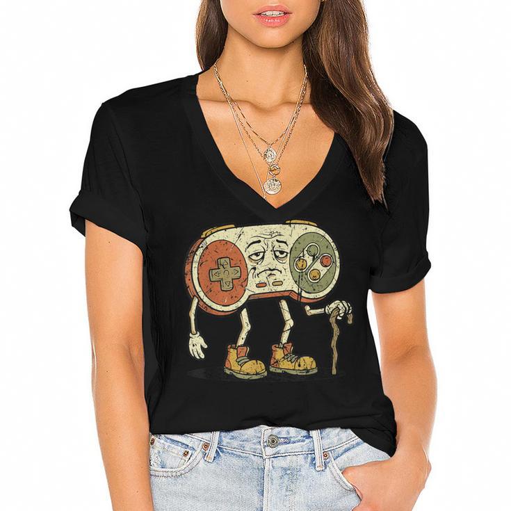 Retro Gamer 80s 90s Gaming Nostalgia Video Game Men Women's Jersey Short Sleeve Deep V-Neck Tshirt