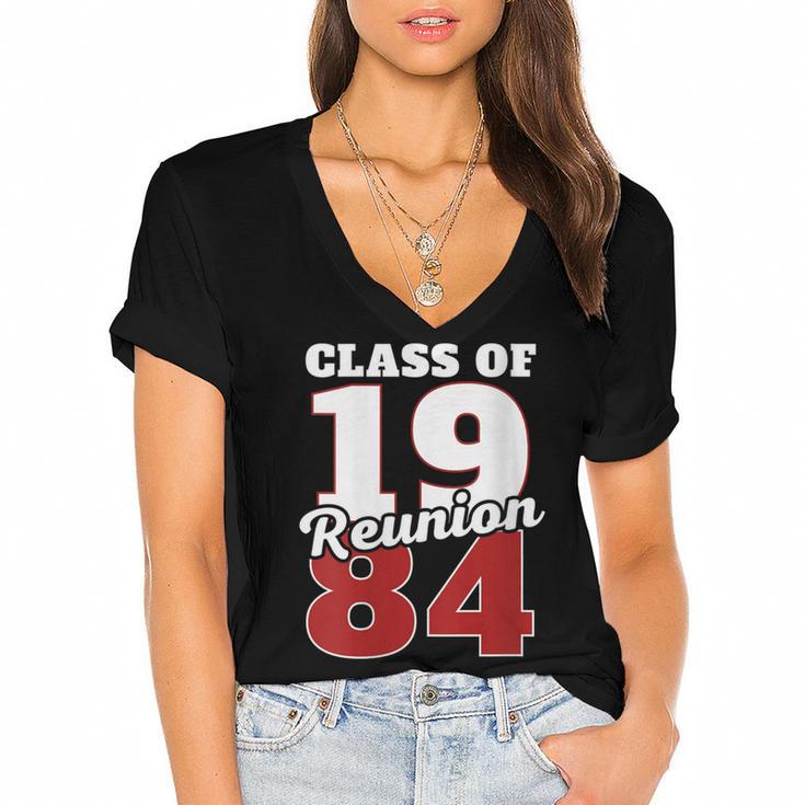 Reunion 1984 Class Of 1984 Reunion 84 Graduation 1984 Women's Jersey Short Sleeve Deep V-Neck Tshirt				