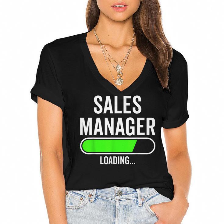 Sales Manager Loading Graduation Graduate New Job Women's Jersey Short Sleeve Deep V-Neck Tshirt				