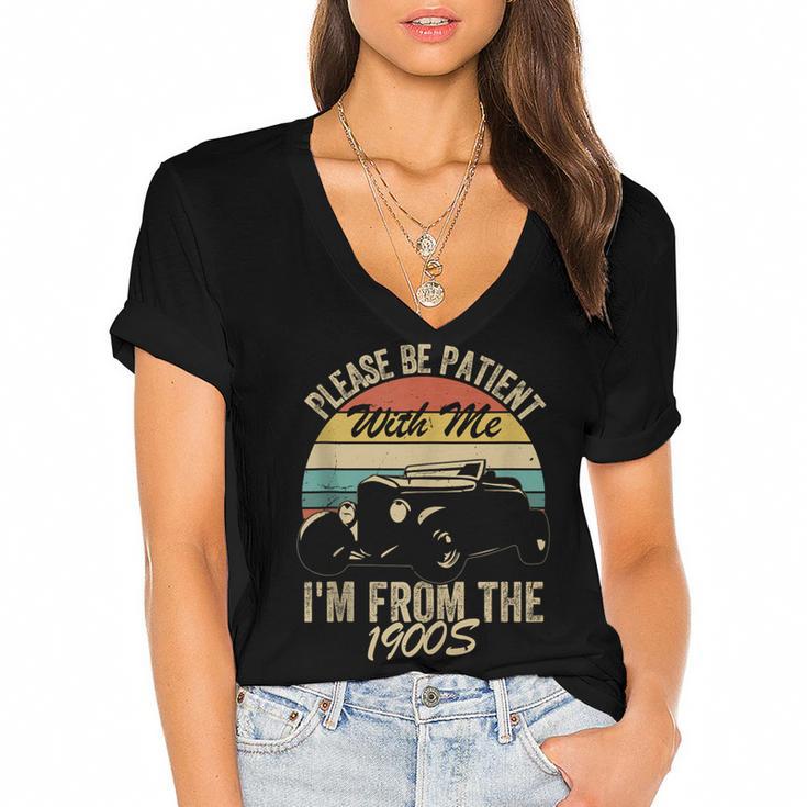 Sarcasm Retro Please Be Patient With Me I'm From The 1900s Women's Jersey Short Sleeve Deep V-Neck Tshirt