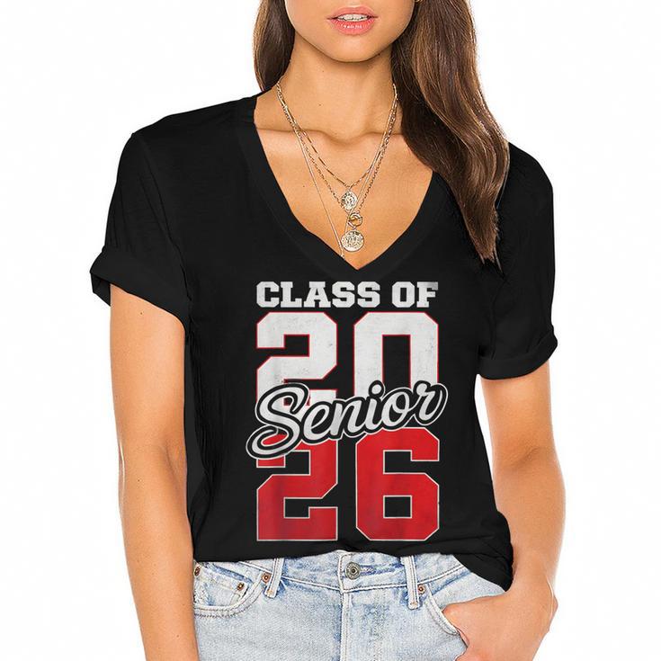Senior 2026 Class Of 2026 Graduation 2026 Senior 26 Graduate Women's Jersey Short Sleeve Deep V-Neck Tshirt				