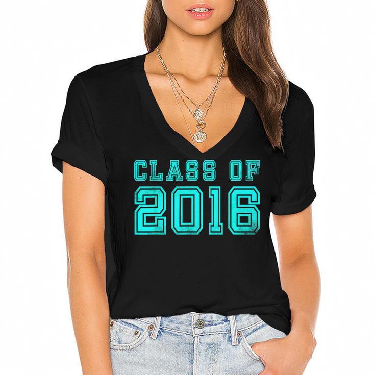 Senior Class Of 2016 Graduation T Shirt For Her Or Him Women's Jersey Short Sleeve Deep V-Neck Tshirt				