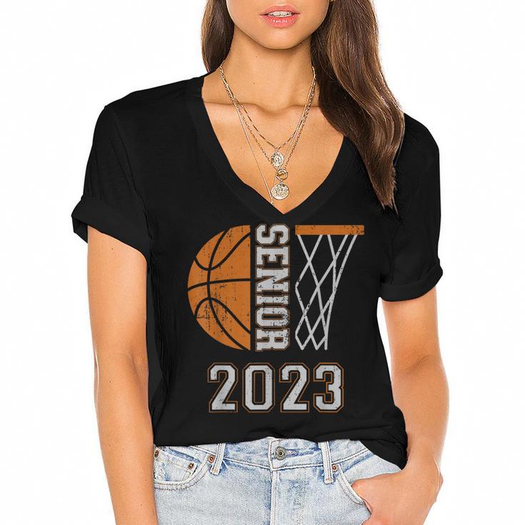 Senior Class Of 2023 Graduation Basketball Team Graduate Women's Jersey Short Sleeve Deep V-Neck Tshirt				