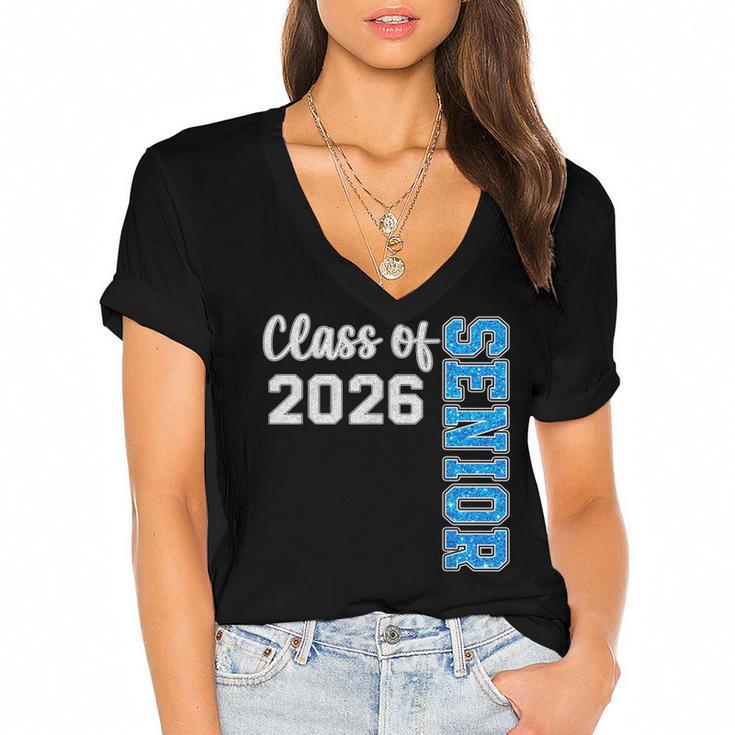 Senior Class Of 2026 Graduation 2026 Women's Jersey Short Sleeve Deep V-Neck Tshirt				