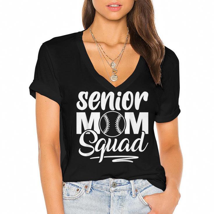 Senior Mom Squad Baseball Class Of 2023 Graduation Women's Jersey Short Sleeve Deep V-Neck Tshirt				
