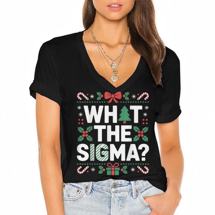 What The Sigma Christmas Party Outfit For Introverts Women's Jersey Short Sleeve Deep V-Neck Tshirt