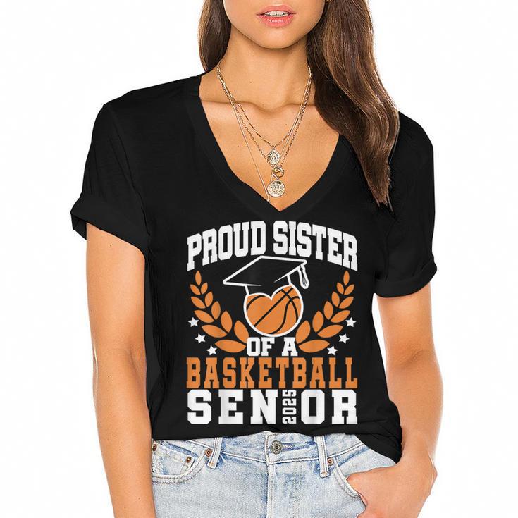 Sister Class Of 2025 Senior Basketball Graduation Family Women's Jersey Short Sleeve Deep V-Neck Tshirt				
