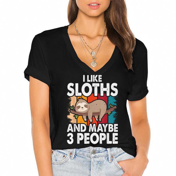 Sloth For Sloth Lover Men Women Kids Introvert Women's Jersey Short Sleeve Deep V-Neck Tshirt
