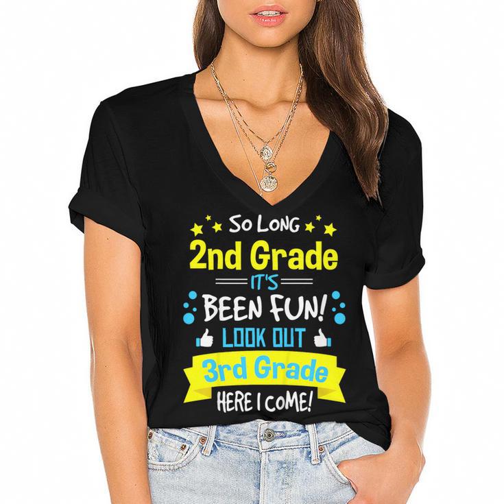 So Long 2nd Grade Here I Come 3rd Grader Graduation Women's Jersey Short Sleeve Deep V-Neck Tshirt				