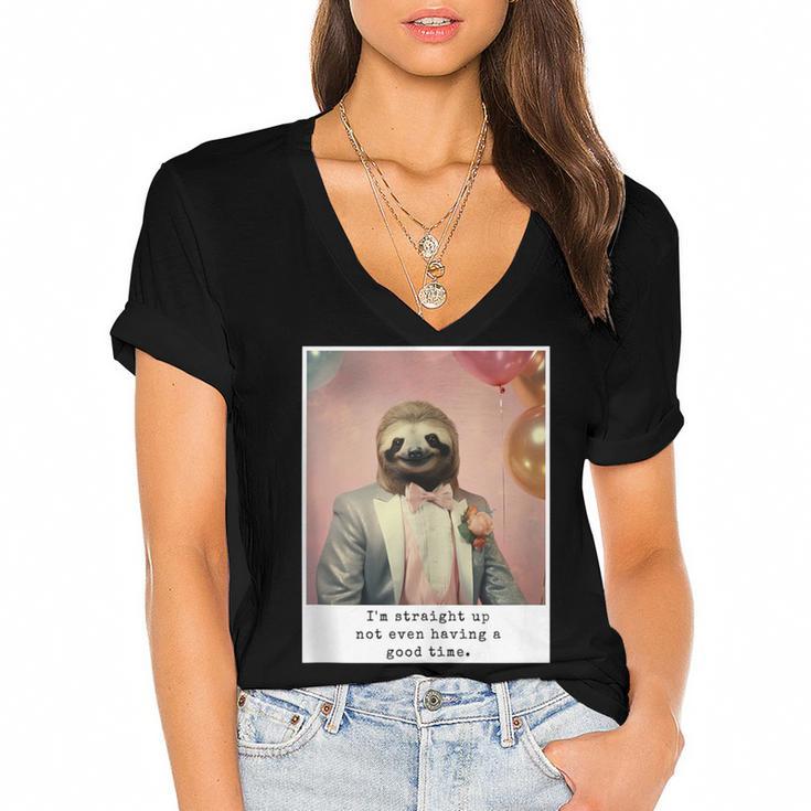 Social Anxiety Not Having A Good Time Socializing Introvert Women's Jersey Short Sleeve Deep V-Neck Tshirt