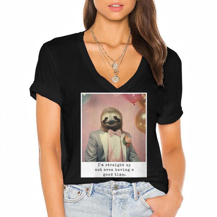 Social Anxiety Not Having A Good Time Socializing Introvert Women's Jersey Short Sleeve Deep V-Neck Tshirt				