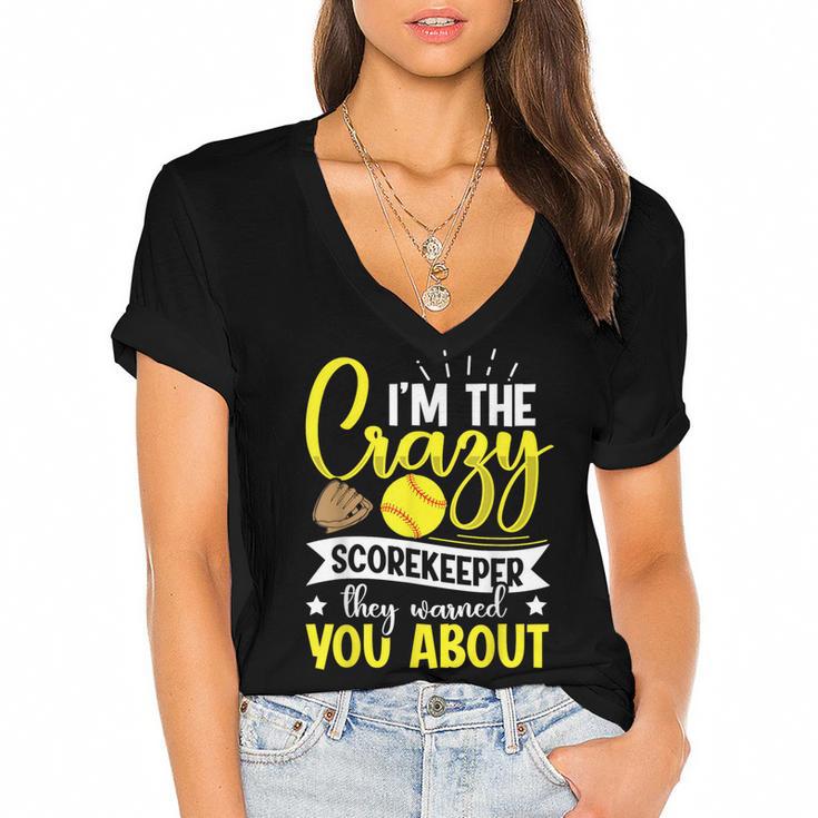 Softball Scorekeeper For a Score Book Keeper Women's Jersey Short Sleeve Deep V-Neck Tshirt