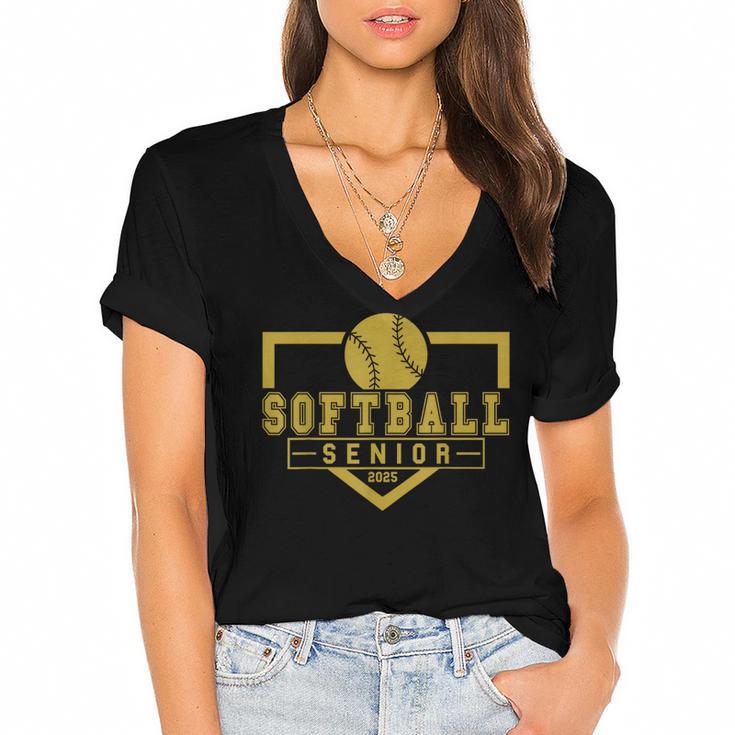 Softball Senior Night Softball Senior 2025 Graduation 20 Women's Jersey Short Sleeve Deep V-Neck Tshirt				
