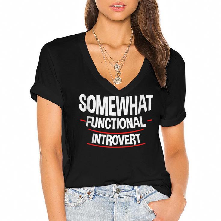 Somewhat Functional Introvert Women's Jersey Short Sleeve Deep V-Neck Tshirt