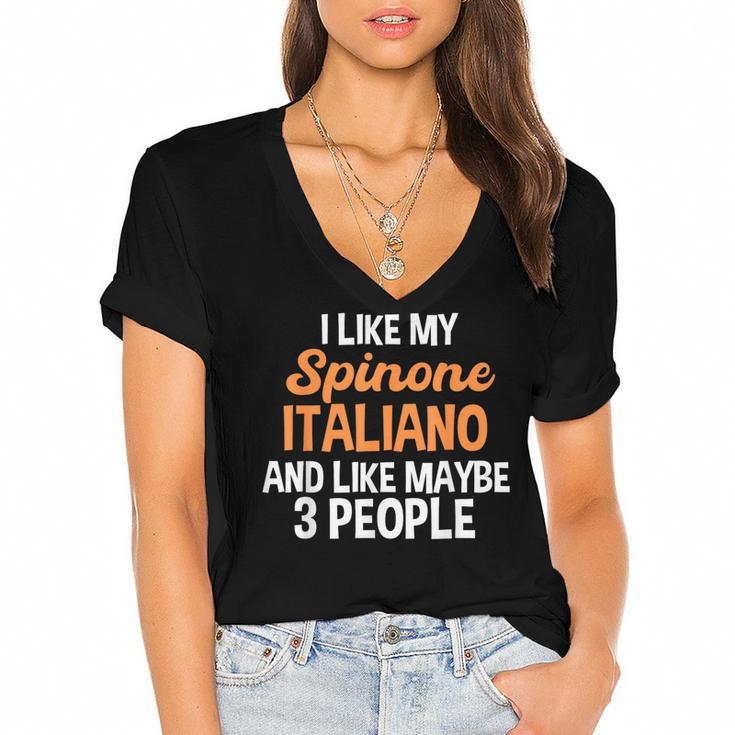 Spinone Italiano Dog Introvert Bracco Spinoso Fur Parent Women's Jersey Short Sleeve Deep V-Neck Tshirt