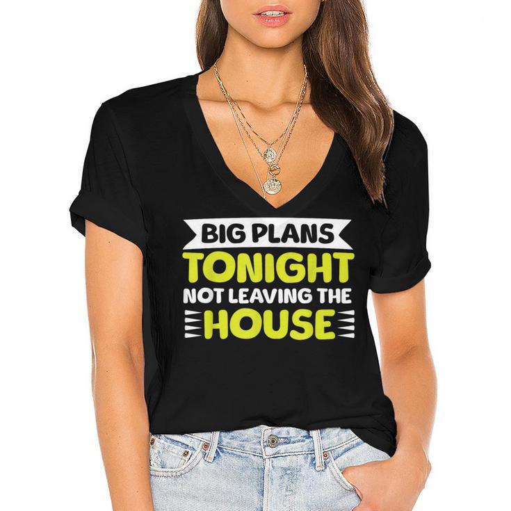 Staying Alone Big Plans Tonight Ideal For Introverts Women's Jersey Short Sleeve Deep V-Neck Tshirt Staying Alone Big Plans Tonight Ideal For Introverts Women's Jersey Short Sleeve Deep V-Neck Tshirt