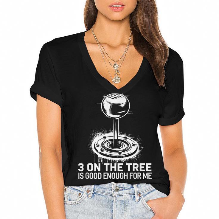 Stick Shift Nostalgia Column Shift Line Women's Jersey Short Sleeve Deep V-Neck Tshirt				