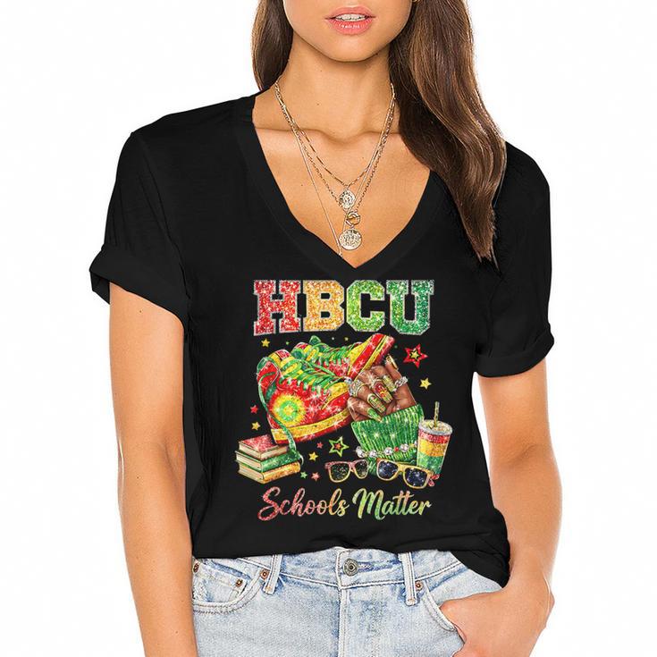 Students Future HBCU Grad History Graduation Women's Jersey Short Sleeve Deep V-Neck Tshirt