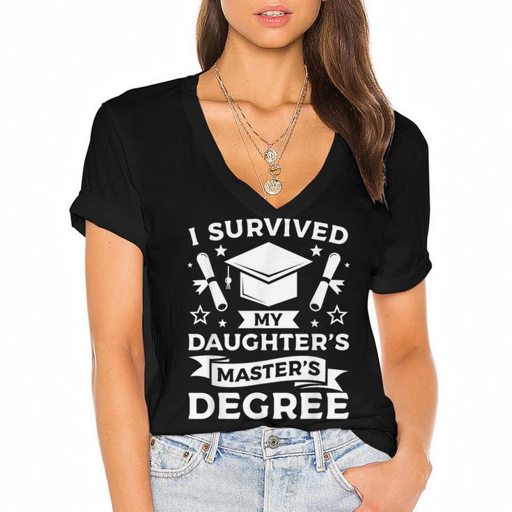 I Survived My Daughter's Master's Degree Graduation Women's Jersey Short Sleeve Deep V-Neck Tshirt				