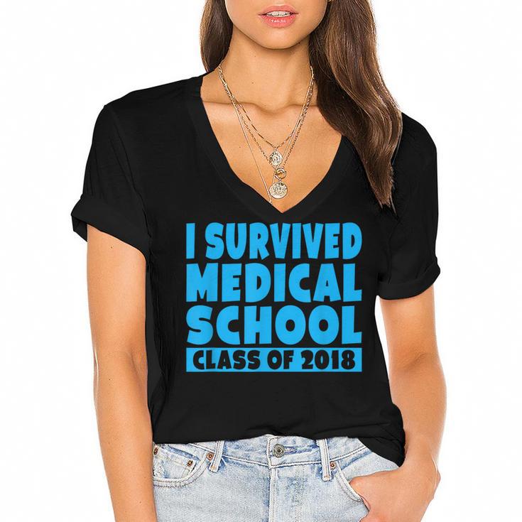 I Survived Medical School Class Of 2018 Graduation Women's Jersey Short Sleeve Deep V-Neck Tshirt				