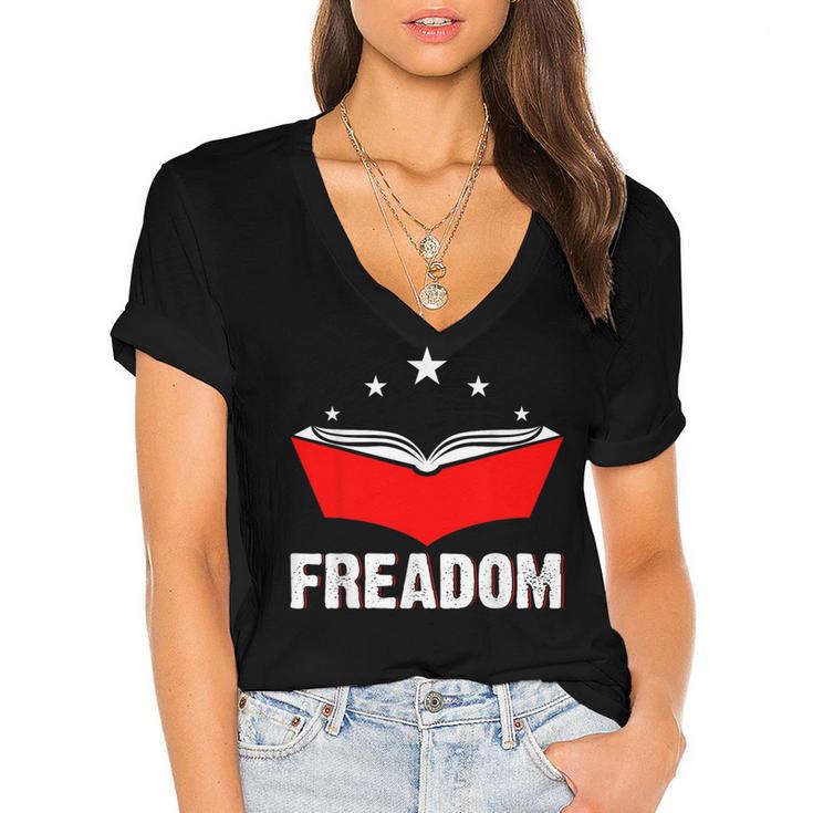 I Survived Reading Banned Books And All I Got Was Smarter Women's Jersey Short Sleeve Deep V-Neck Tshirt				