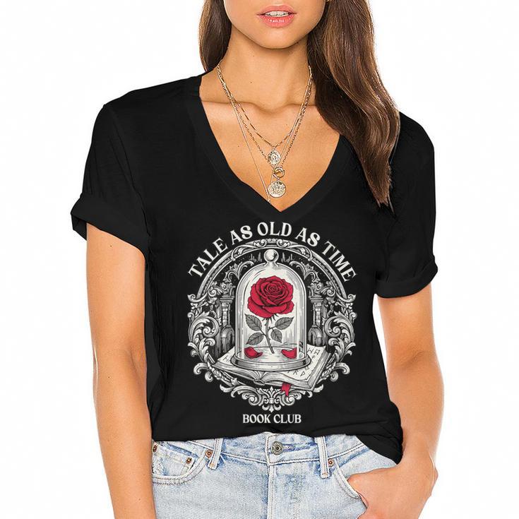 Tale As Old As Time Classic Book Lover Retro Women's Jersey Short Sleeve Deep V-Neck Tshirt				
